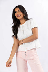 Endless Charm Off White Embroidered Gauze Blouse