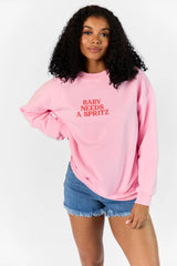 Baby Needs A Spritz Light Pink Oversized Graphic Sweatshirt