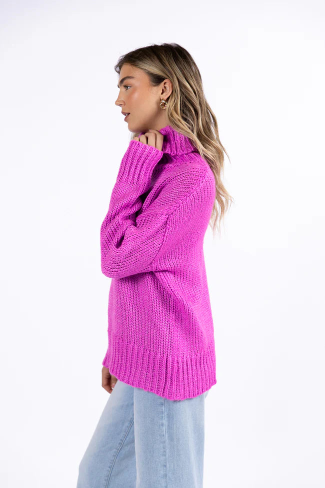 What I Need Magenta Oversized Turtleneck Sweater