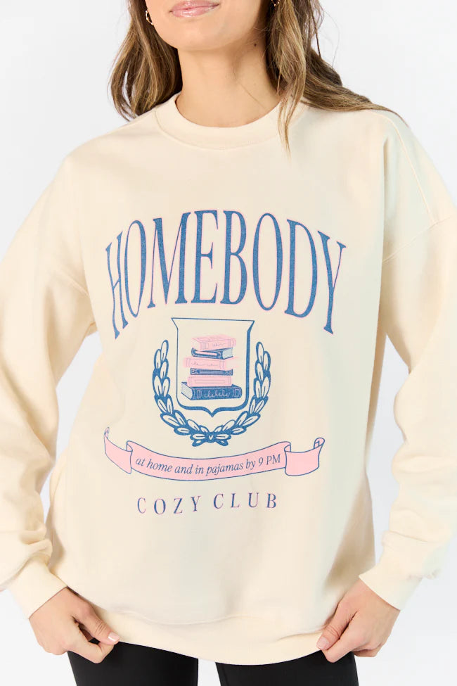 Homebody Club Sweet Cream Oversized Graphic Sweatshirt