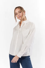 All My Love Heart Pocket Ivory Button Down Blouse