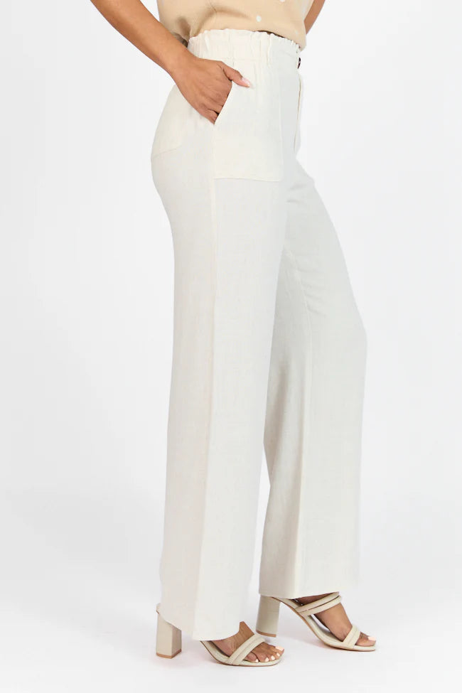 Wish For This Beige Linen Blend Trousers