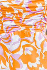 Bold Moves Orange/Pink Printed Ruched Bust Tank FINAL SALE