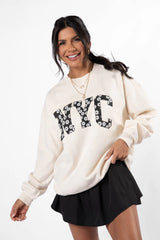 NYC Daisy Cream Oversized Graphic Sweatshirt