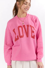 Love Block Pink Oversized Graphic Sweatshirt