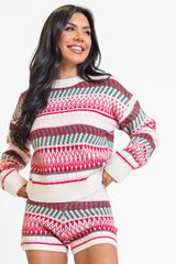 Casual Love Multi Fair Isle Knitted Sweater Set  FINAL SALE