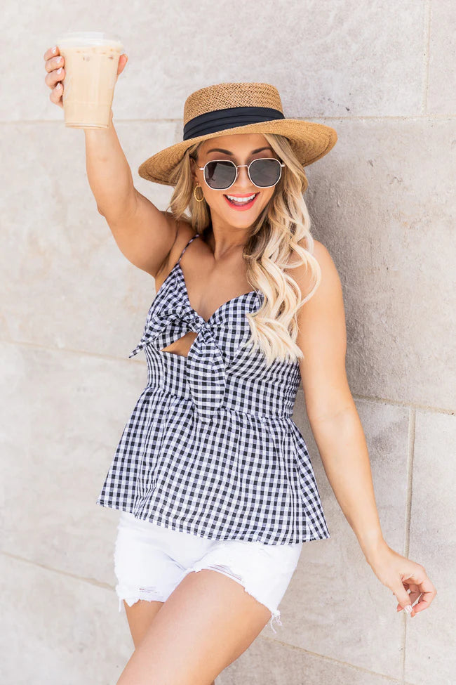 Genuine Heart Black/White Gingham Cut out Tank FINAL SALE