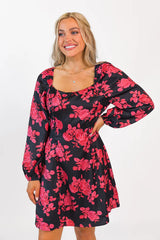 Couldn't Be Happier Multi Rose Print Mini Dress FINAL SALE