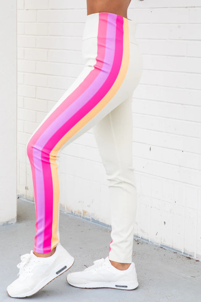 Go The Extra Mile Beige Colorblock Leggings FINAL SALE