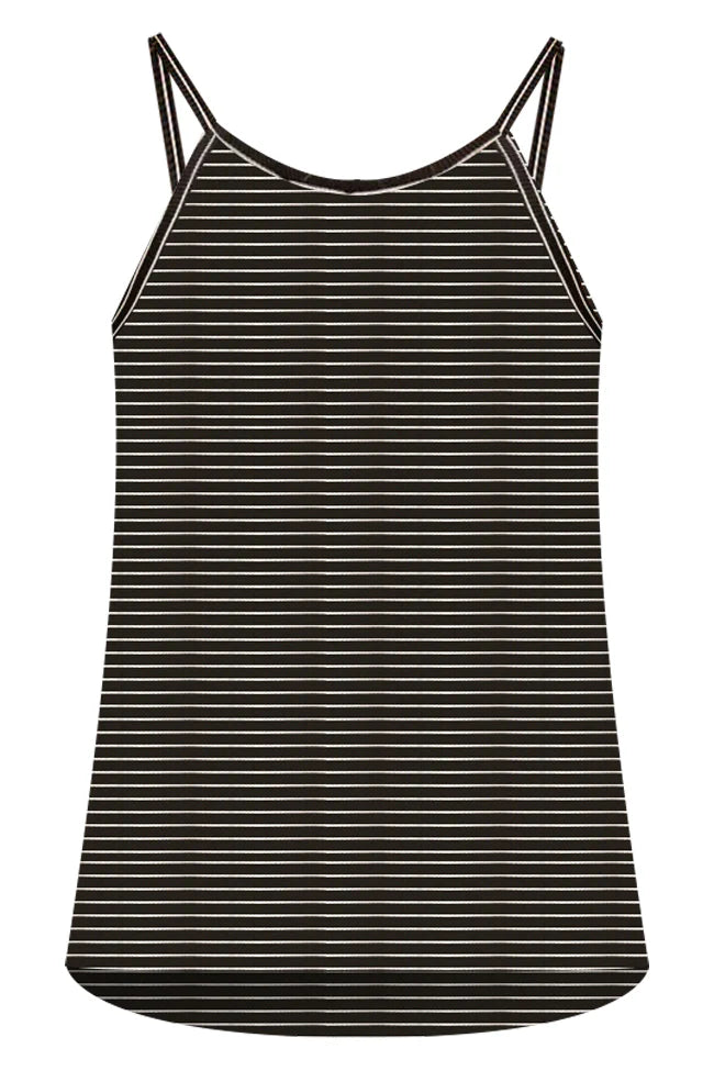 She's On It Black Striped Ribbed Halter Neck Tank FINAL SALE