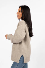 Relax Oatmeal Slouchy V-Neck Sweater SALE