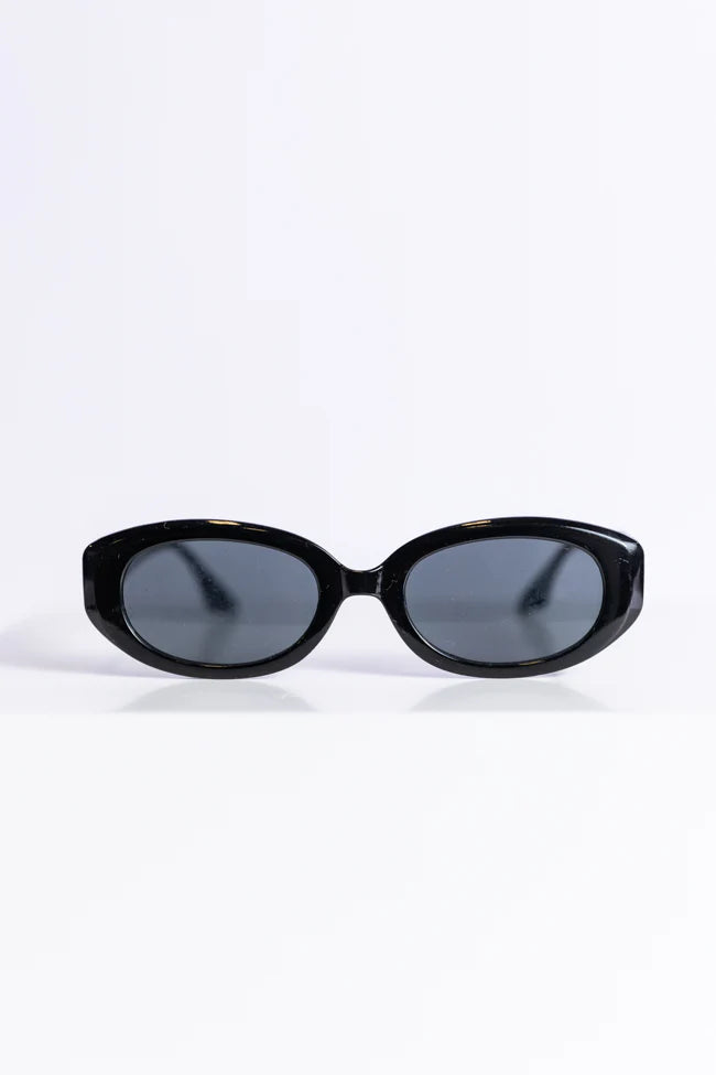 Black Oval Framed Sunglasses