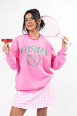 Overserved Pink Oversized Graphic Sweatshirt