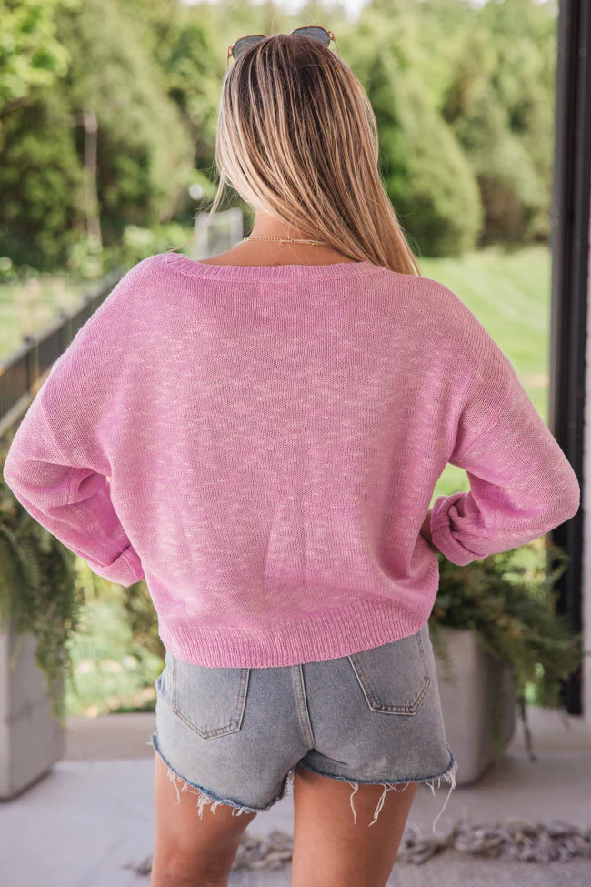 Marina Breeze Pink Lake Side Graphic Sweater SALE