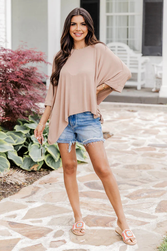 In My Element Tan Basic Flowy Tee SALE