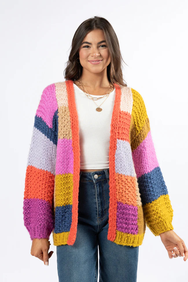 Still Deciding Multi Color Block Cardigan SALE