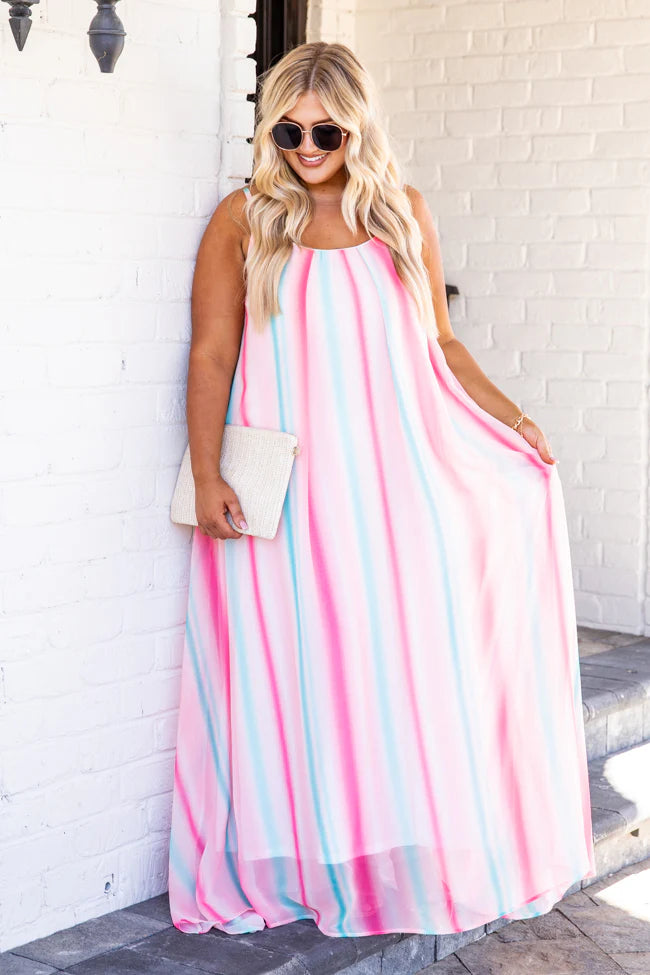 Oceans Of Love Coral Ombre Cami Maxi Dress FINAL SALE