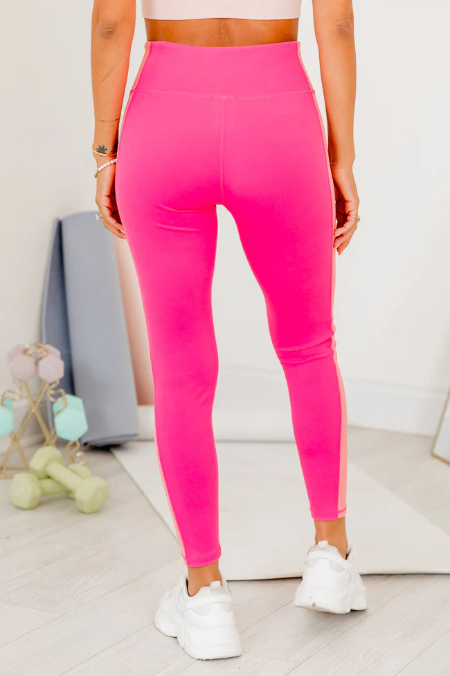 Always On The Go Pink Color Block Leggings SALE