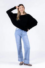 Camila Light Wash Wide Leg Cuffed Jeans