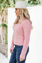 Who Cares Pink Cutout Sweater  FINAL SALE