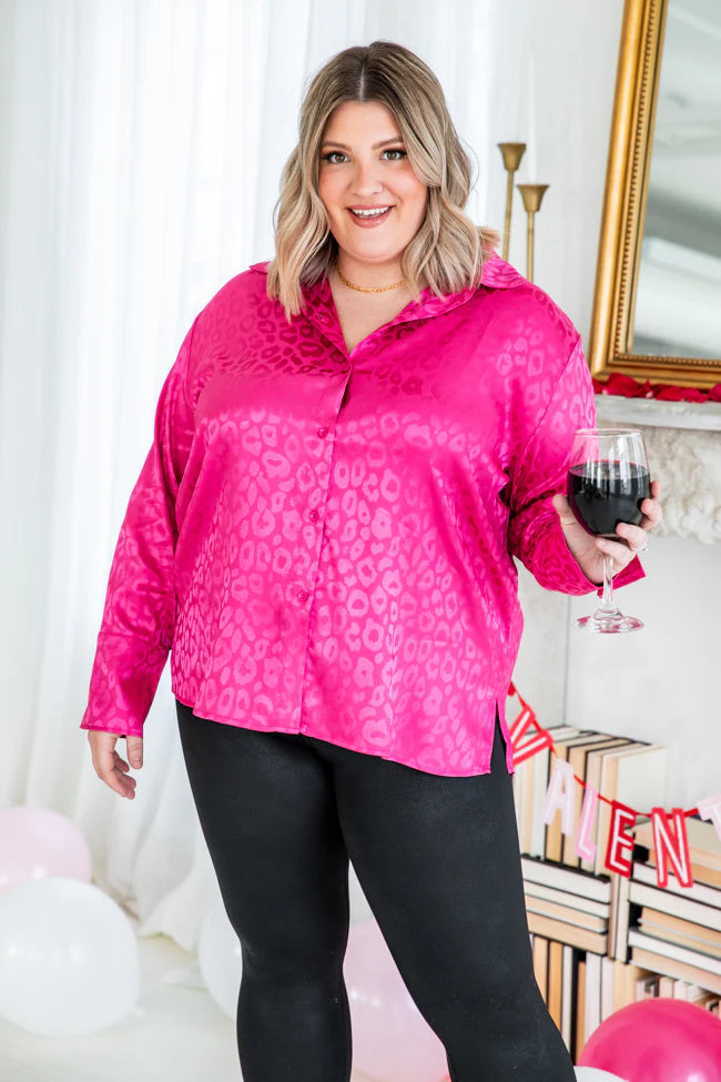 Already Spoken For Pink Leopard Print Satin Blouse FINAL SALE