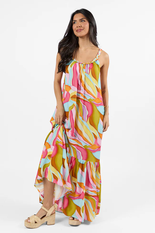 Painting The Sky Multi Print Maxi Dress