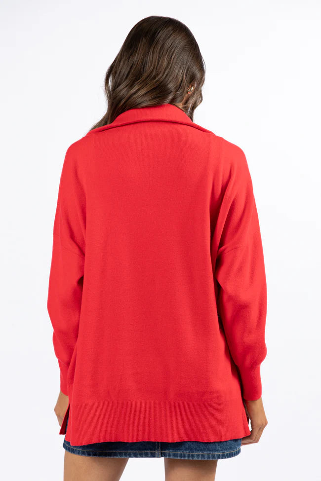 Pulling Heartstrings Red Quarter Zip Pullover FINAL SALE