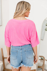 Casual Saturday Pink Brushed Rib T-shirt Bodysuit SALE