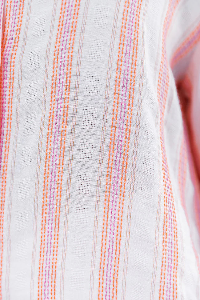 Pink Shores Striped Button Front Blouse FINAL SALE