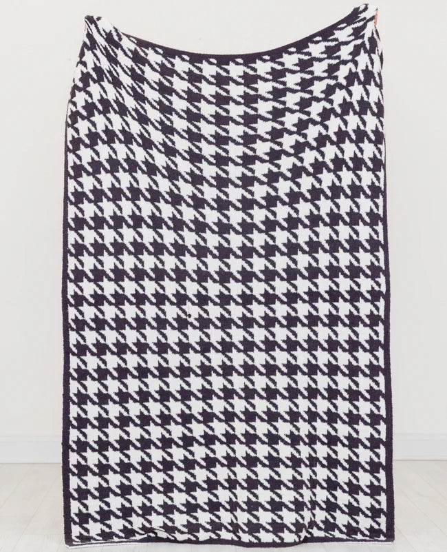 Make Me Believe Black Houndstooth Blanket SALE