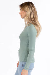 Make Your Choice Sage Ribbed Long Sleeve Tee