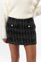 Amazed By You Black Tweed Pocketed Skort SALE