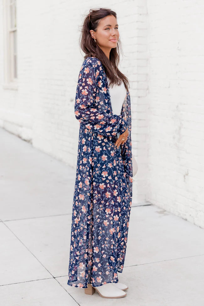 On My Own Time Navy Floral Kimono FINAL SALE