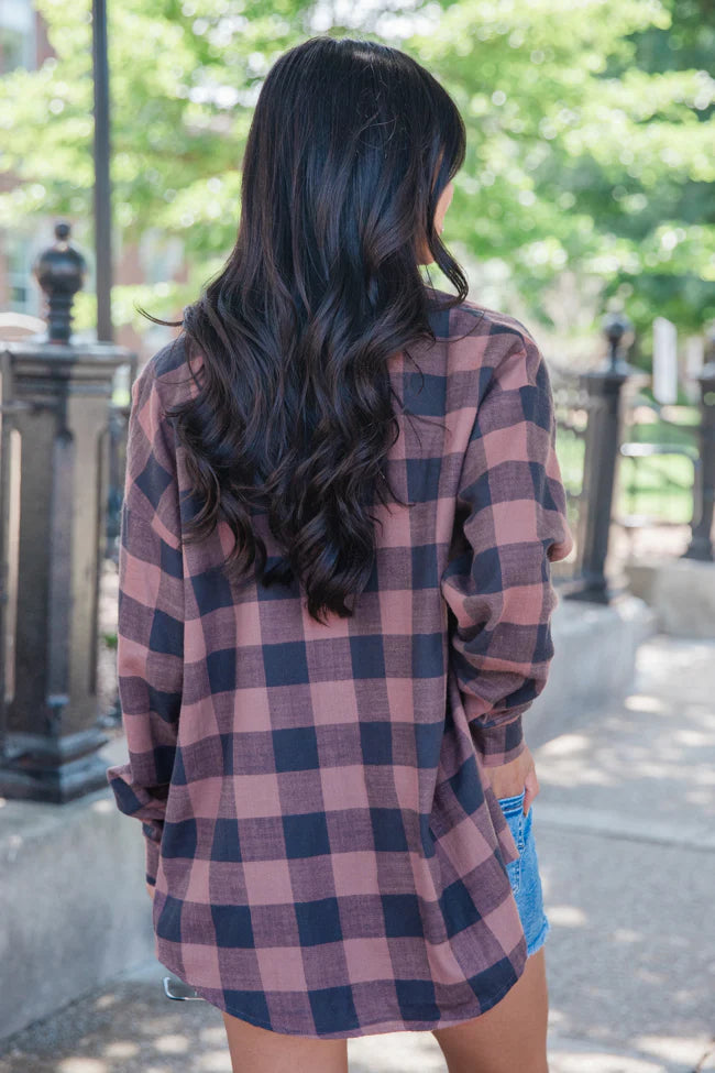 Made Me Realize Hazelnut Plaid Button Front Shirt