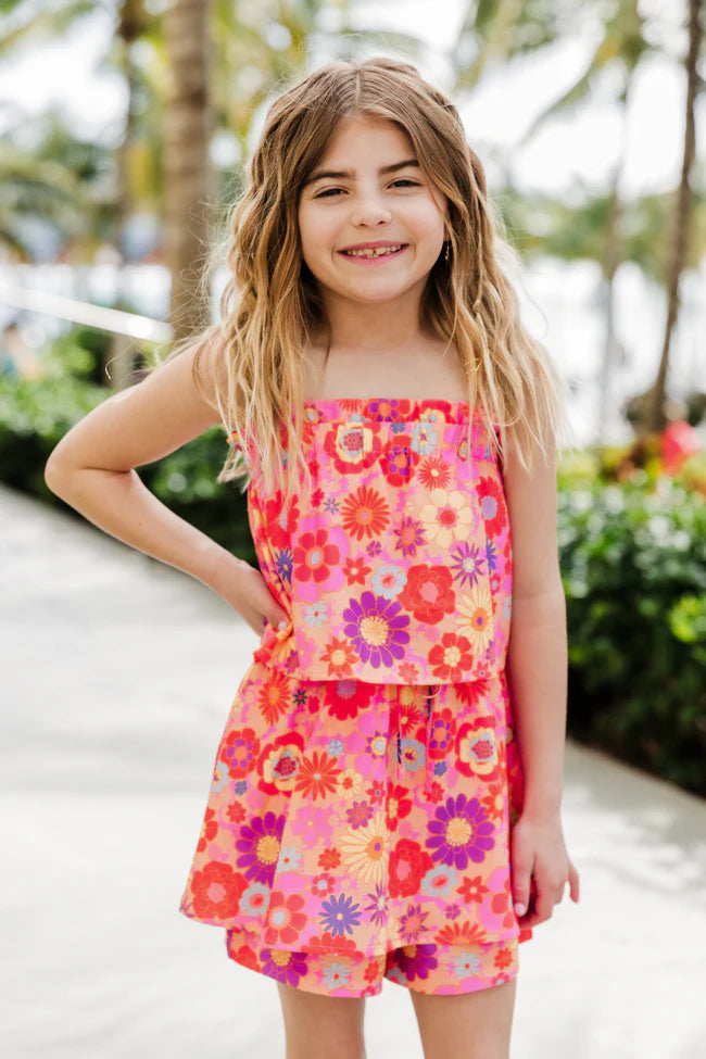 Kid's Tossing Petals Multi Retro Floral Romper SALE