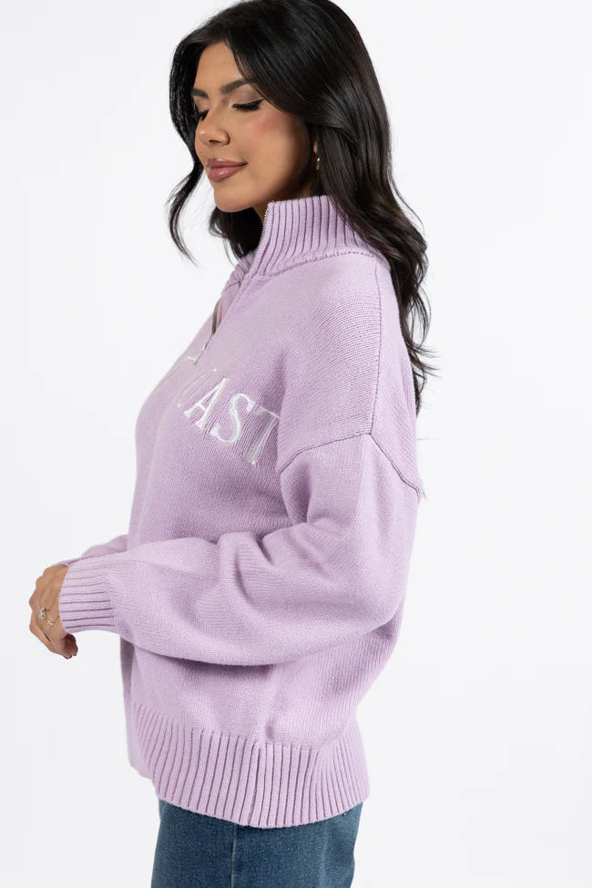 Roll With It Purple West Coast Quarter Zip Sweater SALE