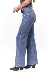 Carolyn Medium Wash Braided Pocket Wide Leg Jeans