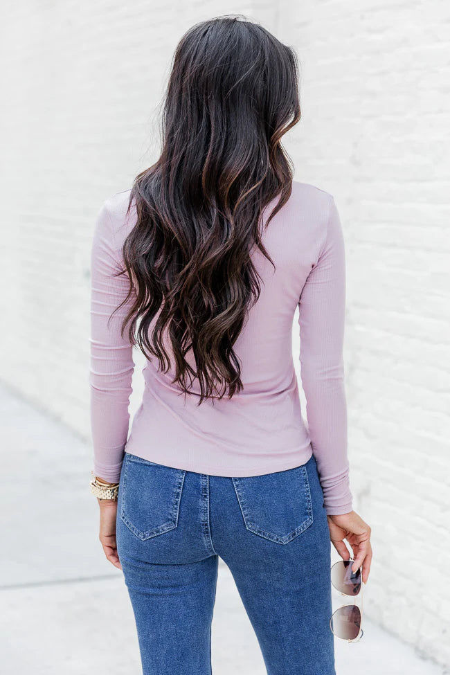 Make Your Choice Mauve Ribbed Long Sleeve Tee