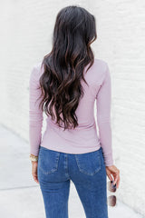 Make Your Choice Mauve Ribbed Long Sleeve Tee