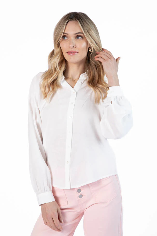 Basic Foundation Ivory Button Down Blouse