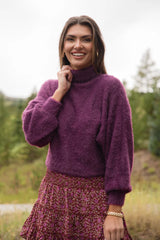 Beyond Me Plum Fuzzy Turtleneck Sweater SALE