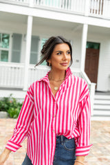 Making It Pink Multi Striped Button Down Top