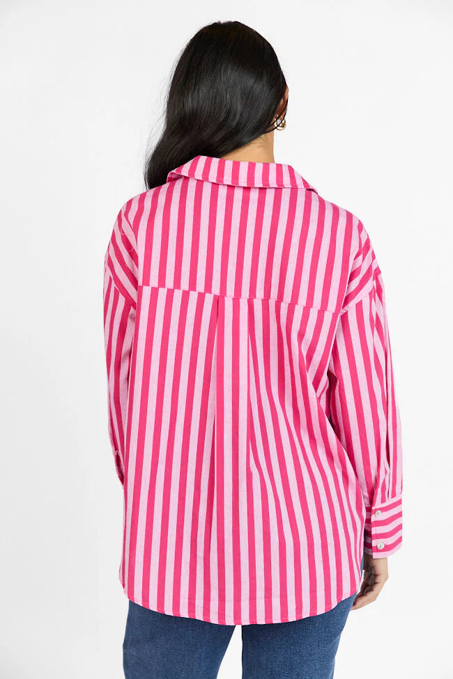 Making It Pink Multi Striped Button Down Top