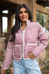 Set Me Free Berry Floral Quilted Jacket