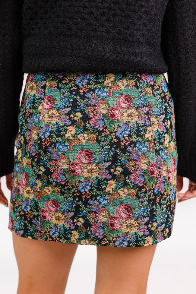 Big News Black Floral Brocade Skirt FINAL SALE