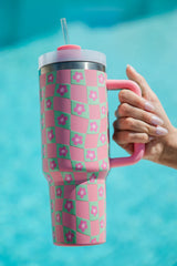 Sippin' Pretty Warped Checker Daisy 40 oz Drink Tumbler With Lid And Straw SALE