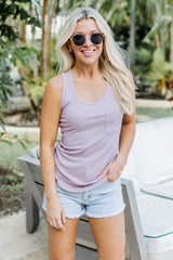 Knowing You Ribbed Racerback Lilac Tank FINAL SALE