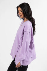 Scouted Out Purple Oversized Fleece Sweatshirt