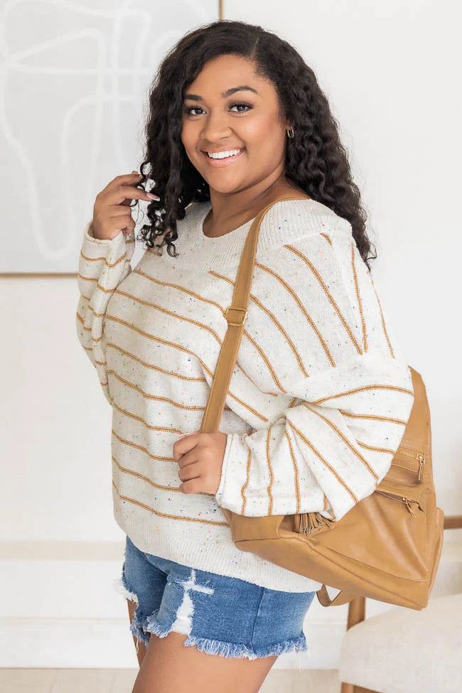 Sprinkle Of Love Wide Neck Striped Sweater  FINAL SALE