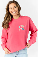 Cin Cin! Light Red Graphic Sweatshirt